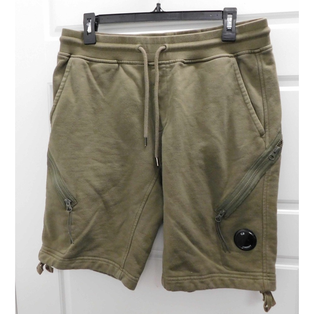 CP Company Army Green Diagonal Raised Fleece Shorts - Mens sz S